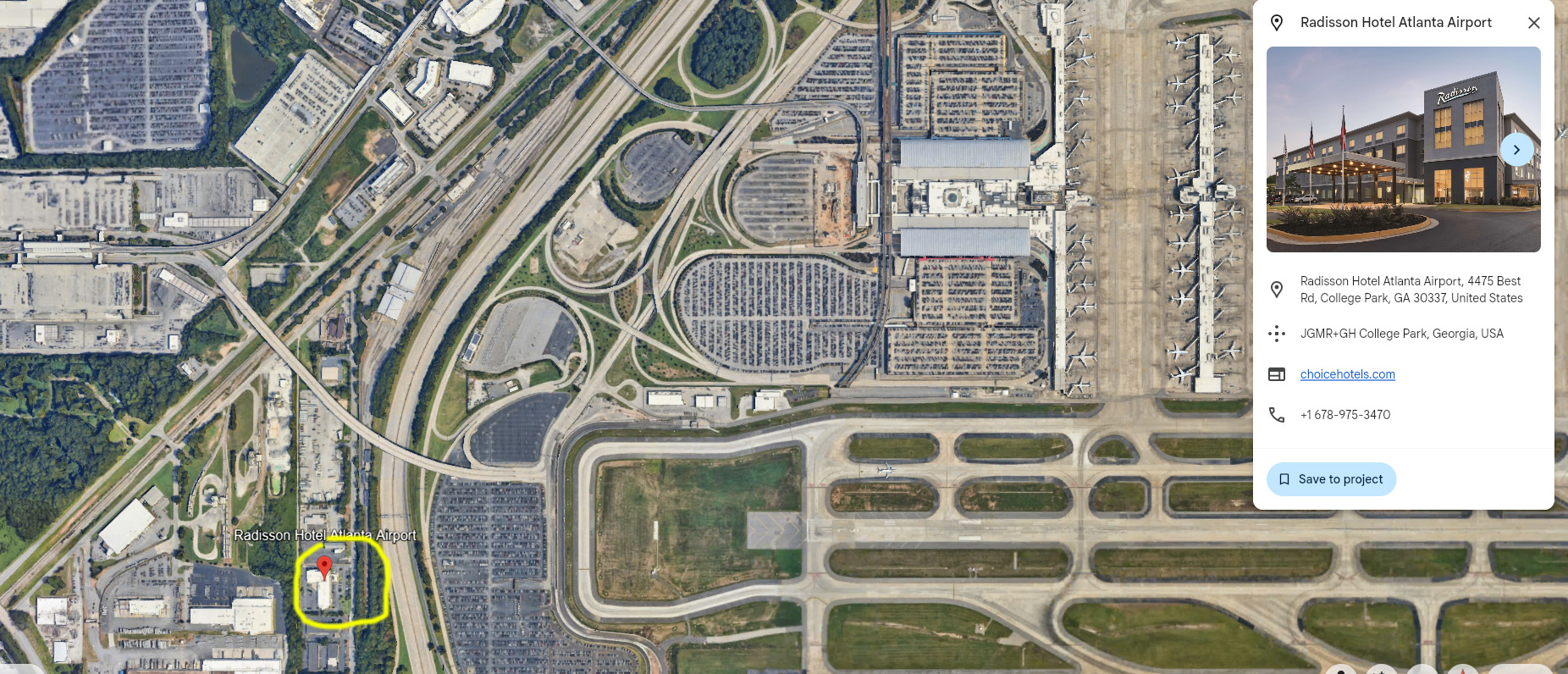 Radisson Hotel Atlanta Airport parking map