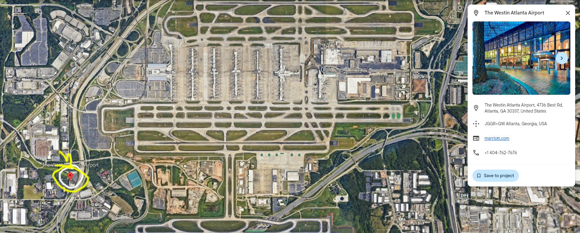 Westin Atlanta Airport parking map